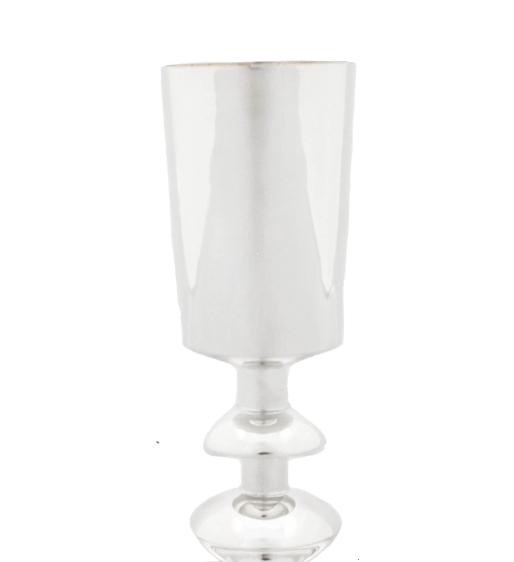 Contemporary Sterling Silver Goblet & Plate For Sale