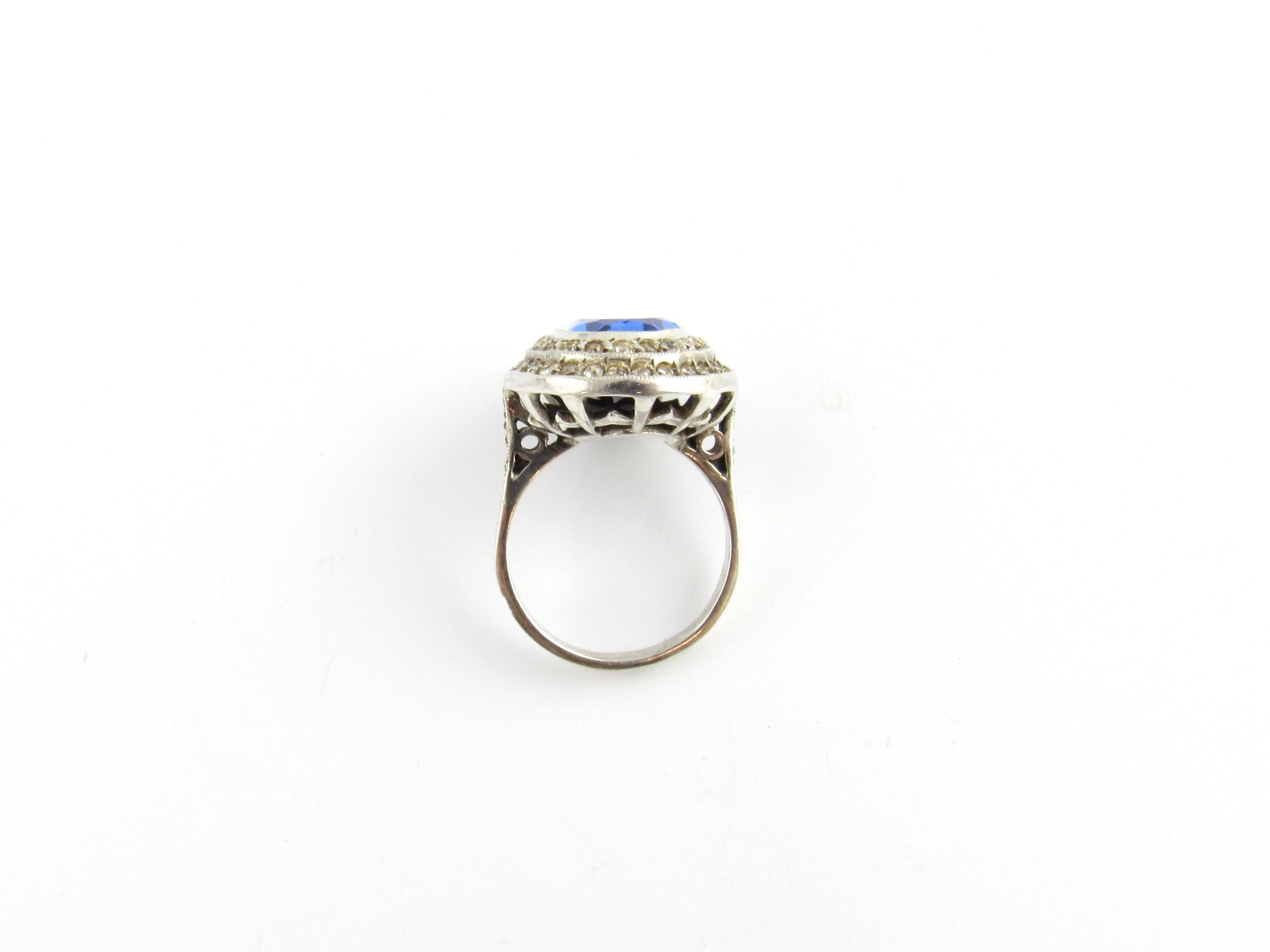 Sterling Silver/Gold Filled Blue Stone and Crystal Ring In Good Condition For Sale In Washington Depot, CT