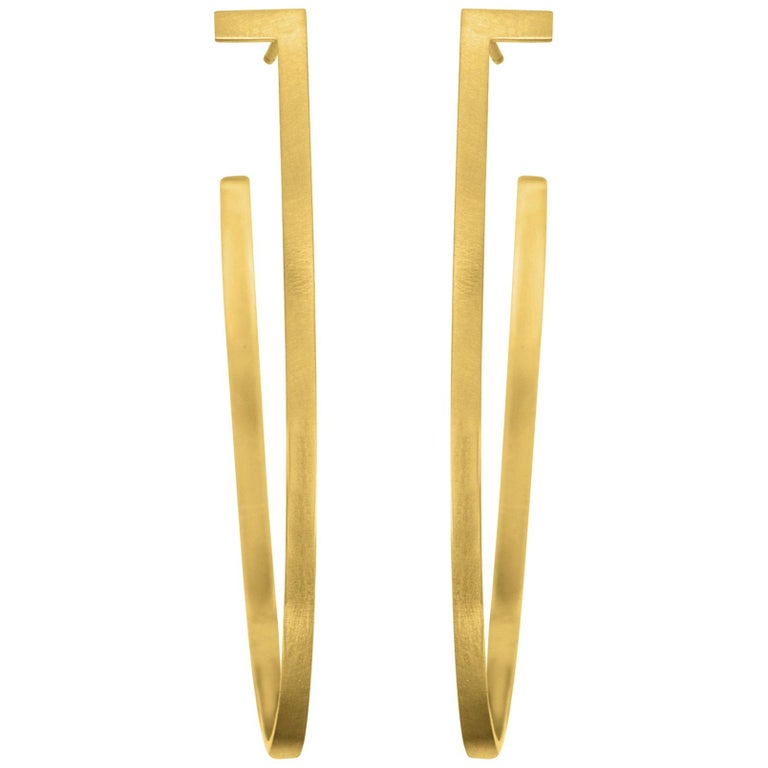 Sterling Silver GoldPlated Big Hoop Earrings For Sale at 1stDibs