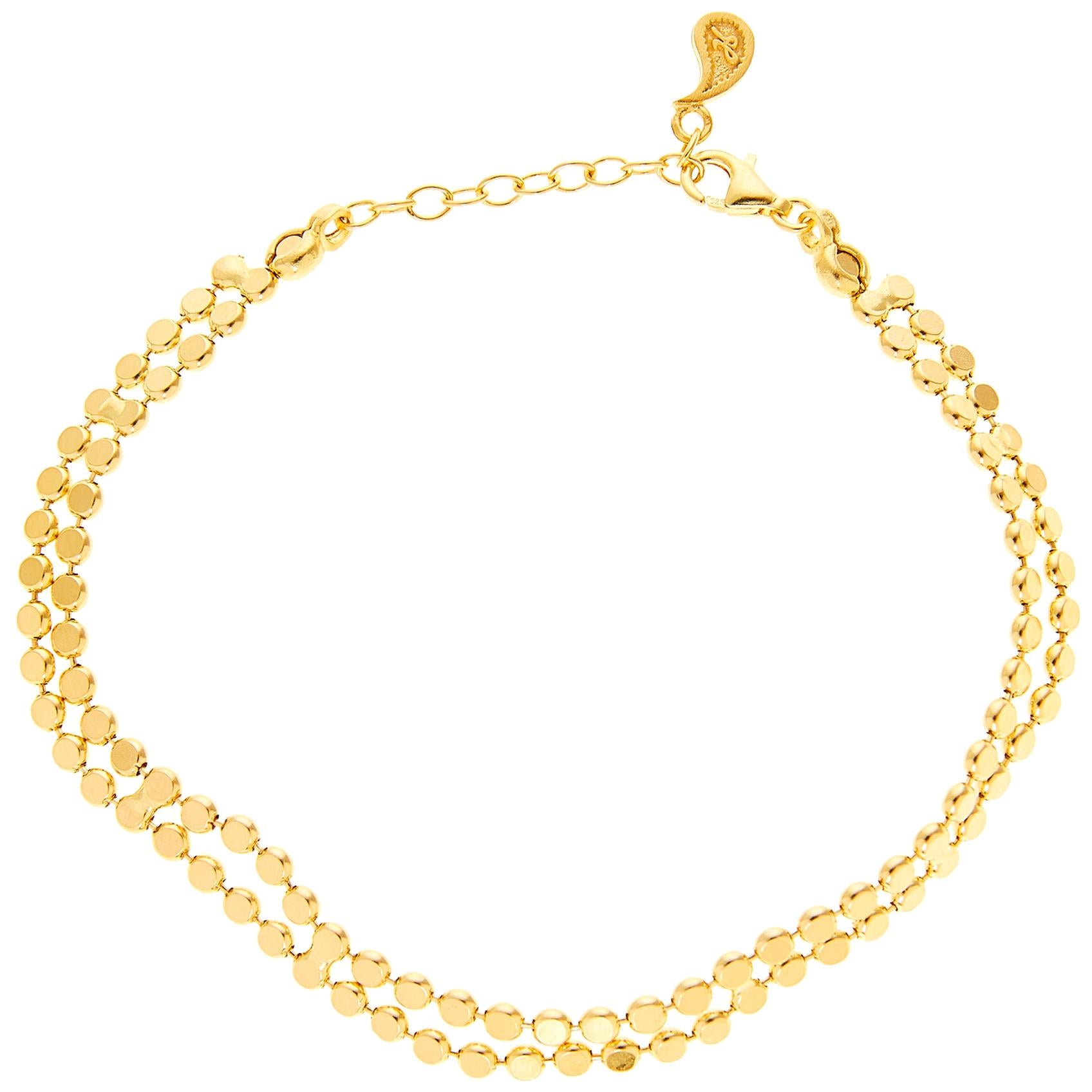 Sterling Silver Gold-Plated Bracelet Minimal Wave Round Motif Chain Greek For Sale