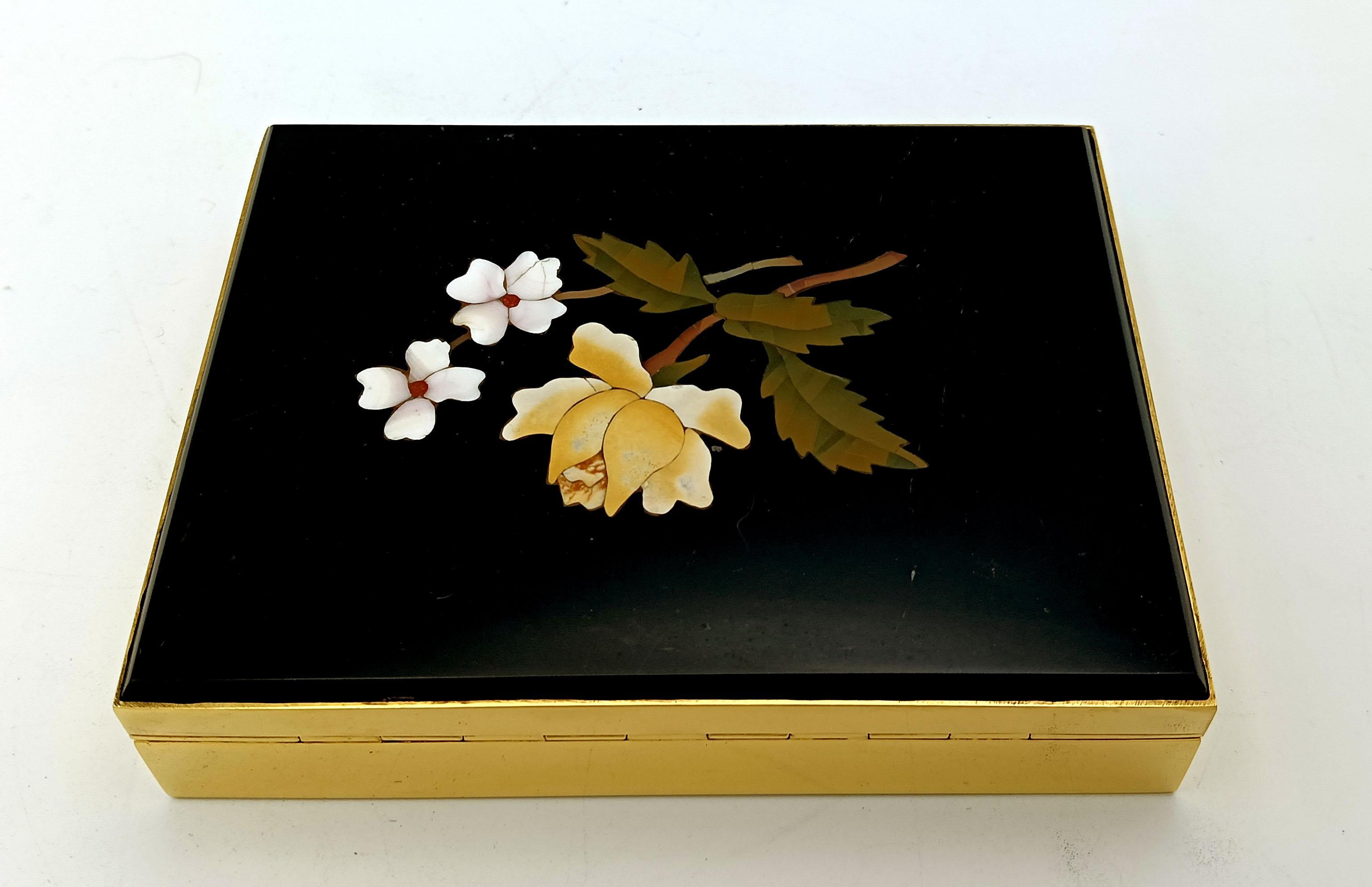 Etui à cigarettes en argent sterling plaqué or avec mosaïque Florentine, Salimbeni en vente 4