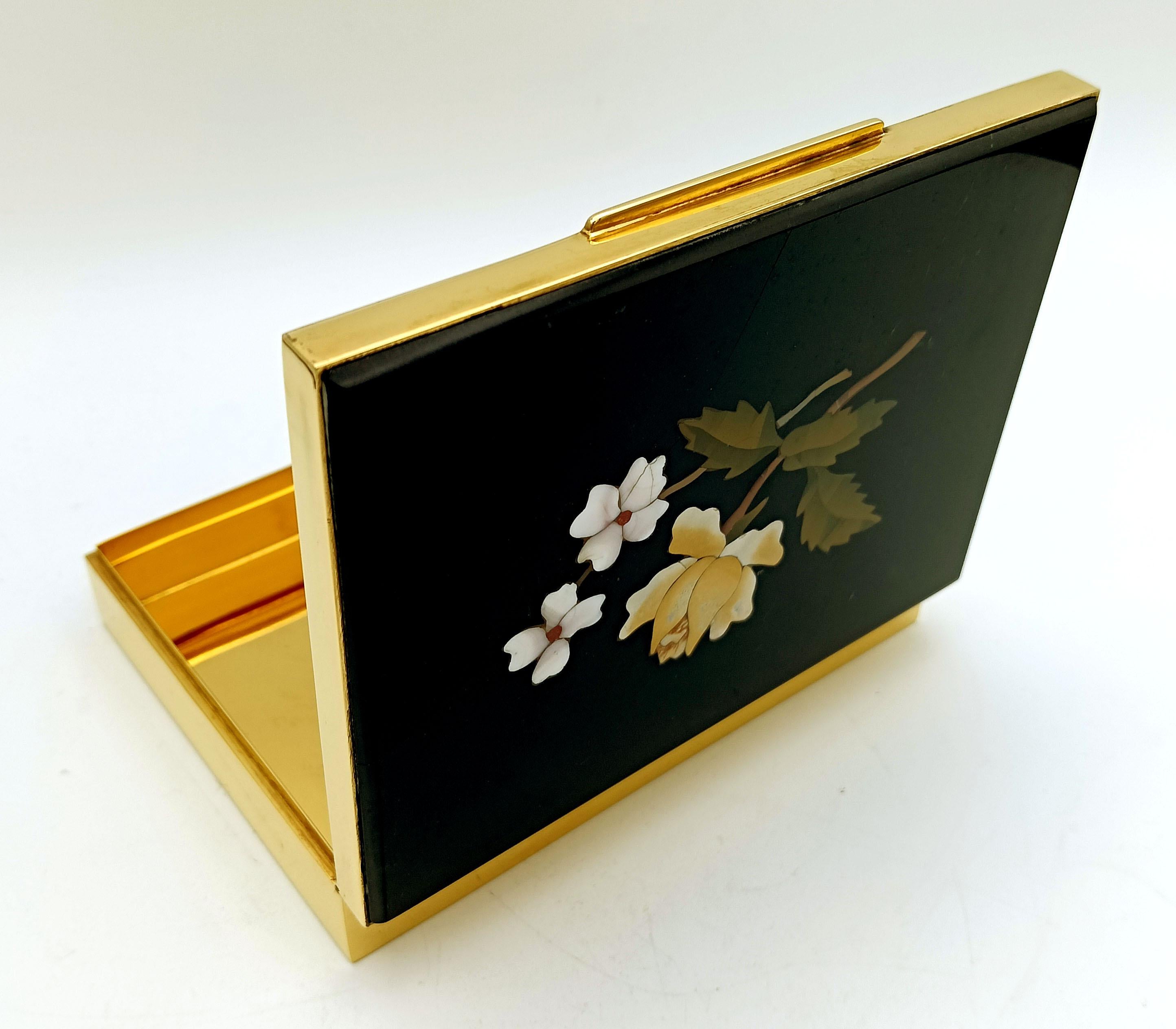 Etui à cigarettes en argent sterling plaqué or avec mosaïque Florentine, Salimbeni en vente 5