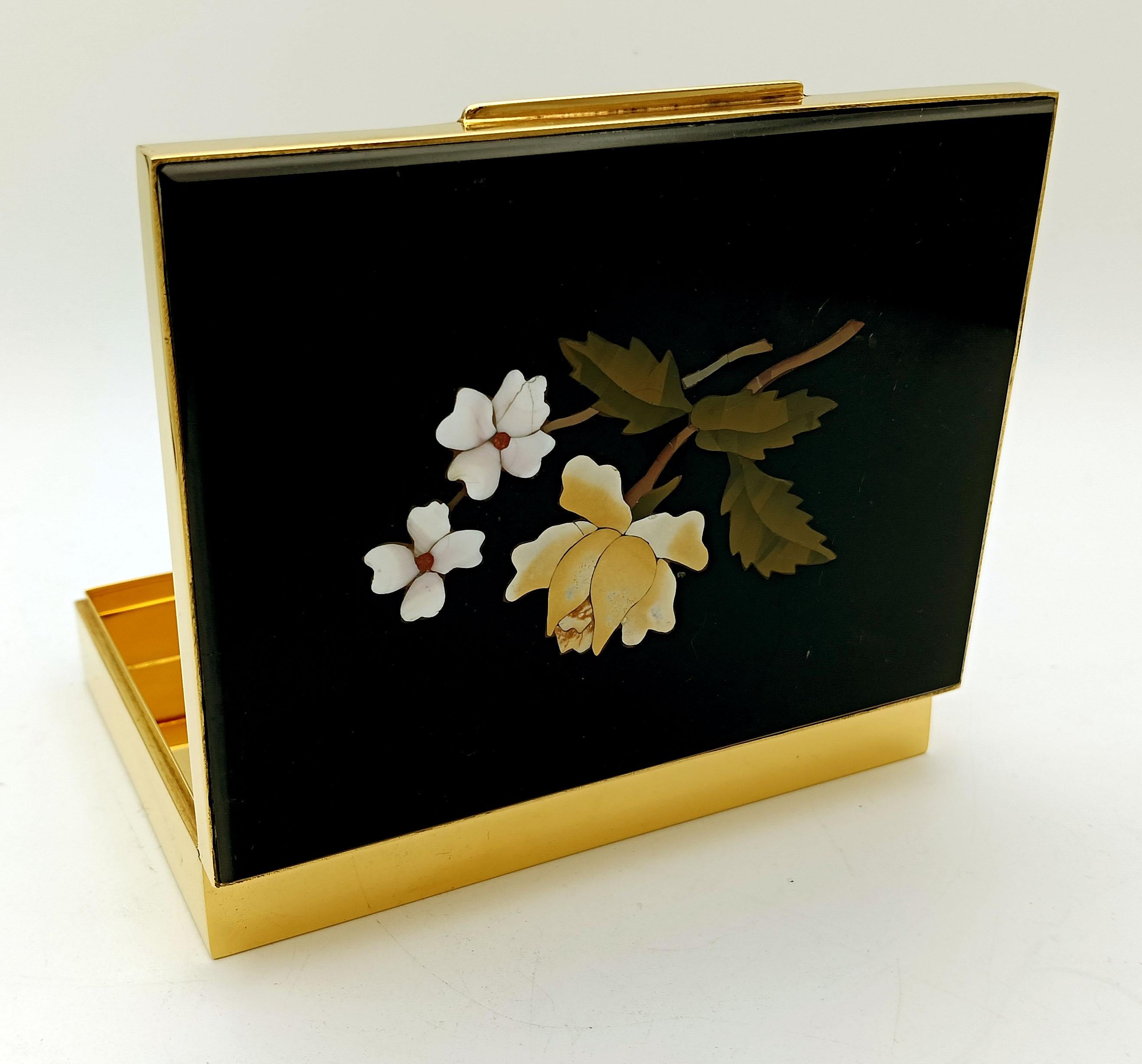 Etui à cigarettes en argent sterling plaqué or avec mosaïque Florentine, Salimbeni en vente 6