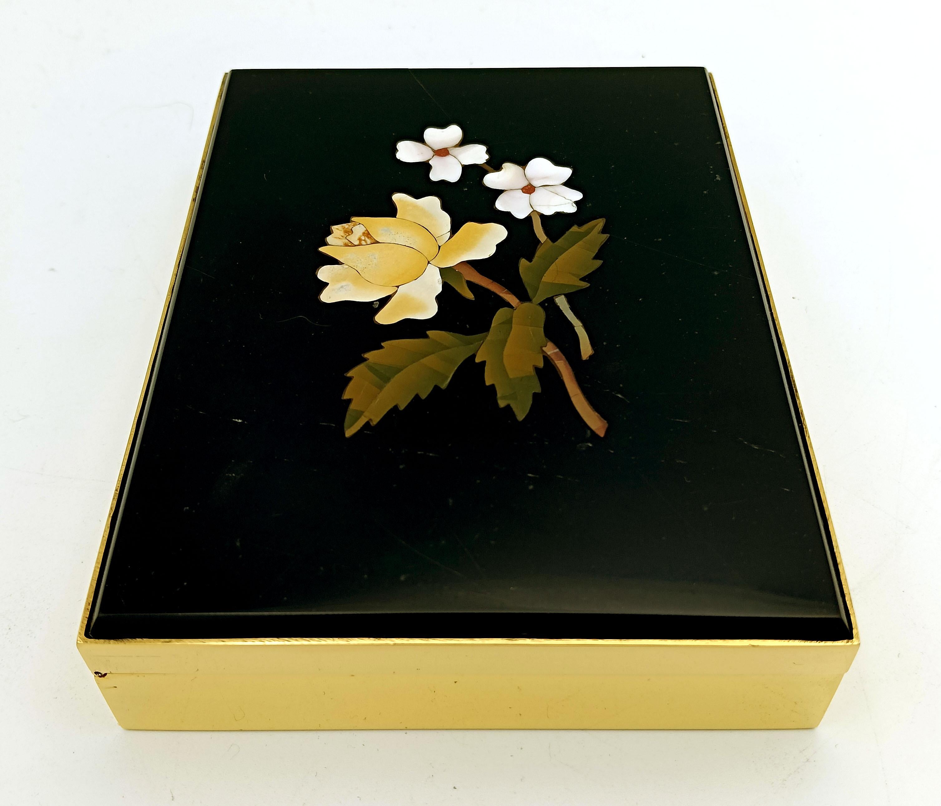 Etui à cigarettes en argent sterling plaqué or avec mosaïque Florentine, Salimbeni en vente 1