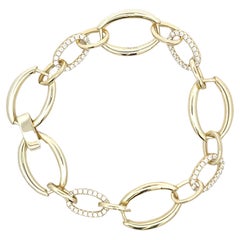 Sterling Silver Gold Plated Cubic Zirconia Oval Shape Link Bracelet
