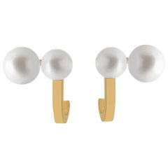 Sterling Silver Gold-Plated Curve Double Pearls Earrings