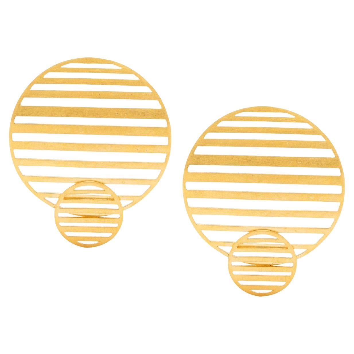 Sterling Silver Gold-Plated Flowing double-circle earrings Earrings