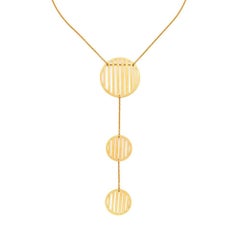 Sterling Silver Gold-Plated Flowing Pattern triple circle pendant necklace