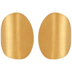  Sterling Silver Gold-Plated Folding Disk Curve Earrings