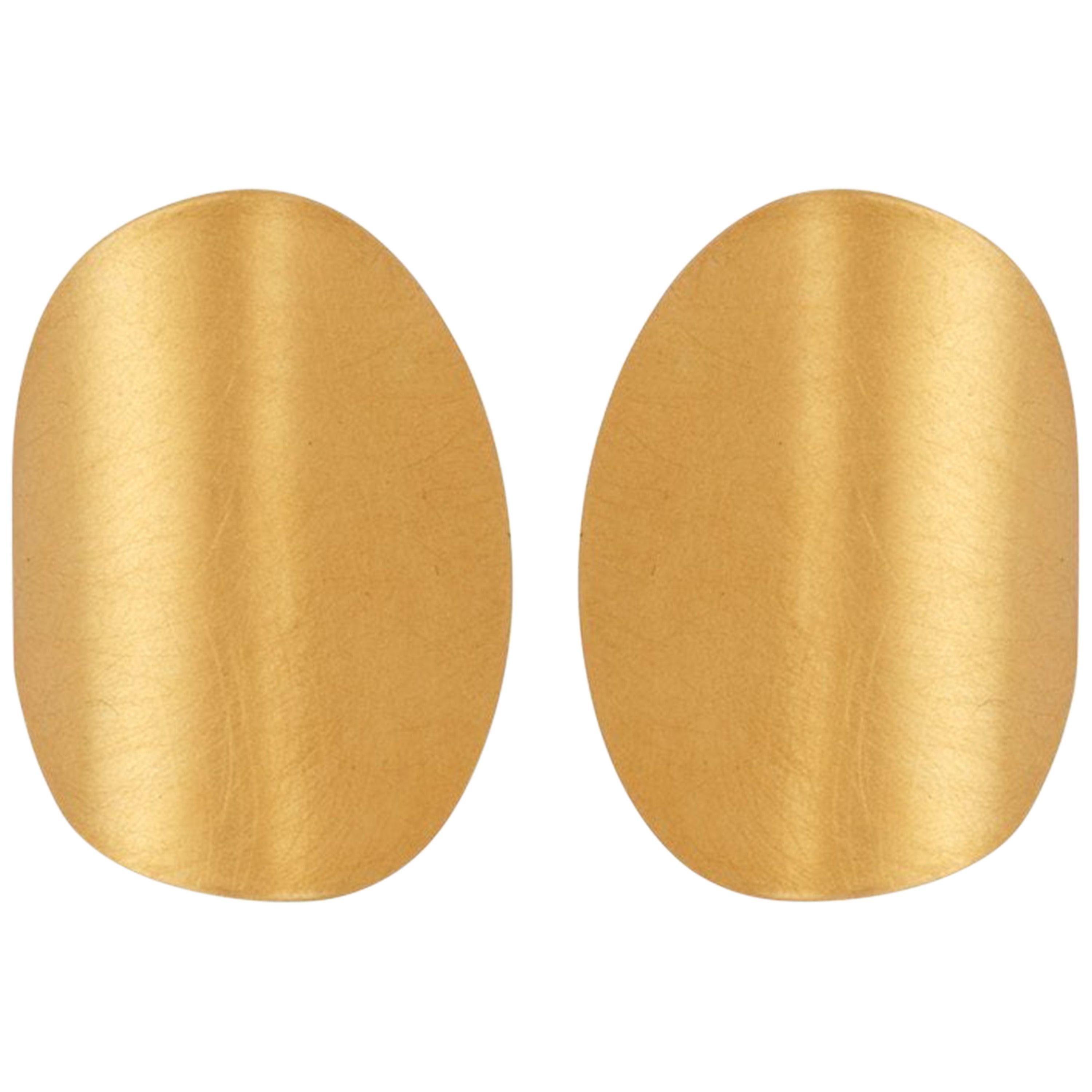  Sterling Silver Gold-Plated Folding Disk Curve Earrings For Sale