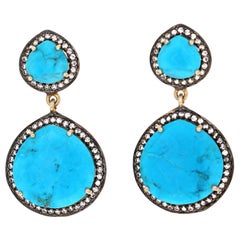 Sterling Silver Gold-Plated Genuine Turquoise Earrings