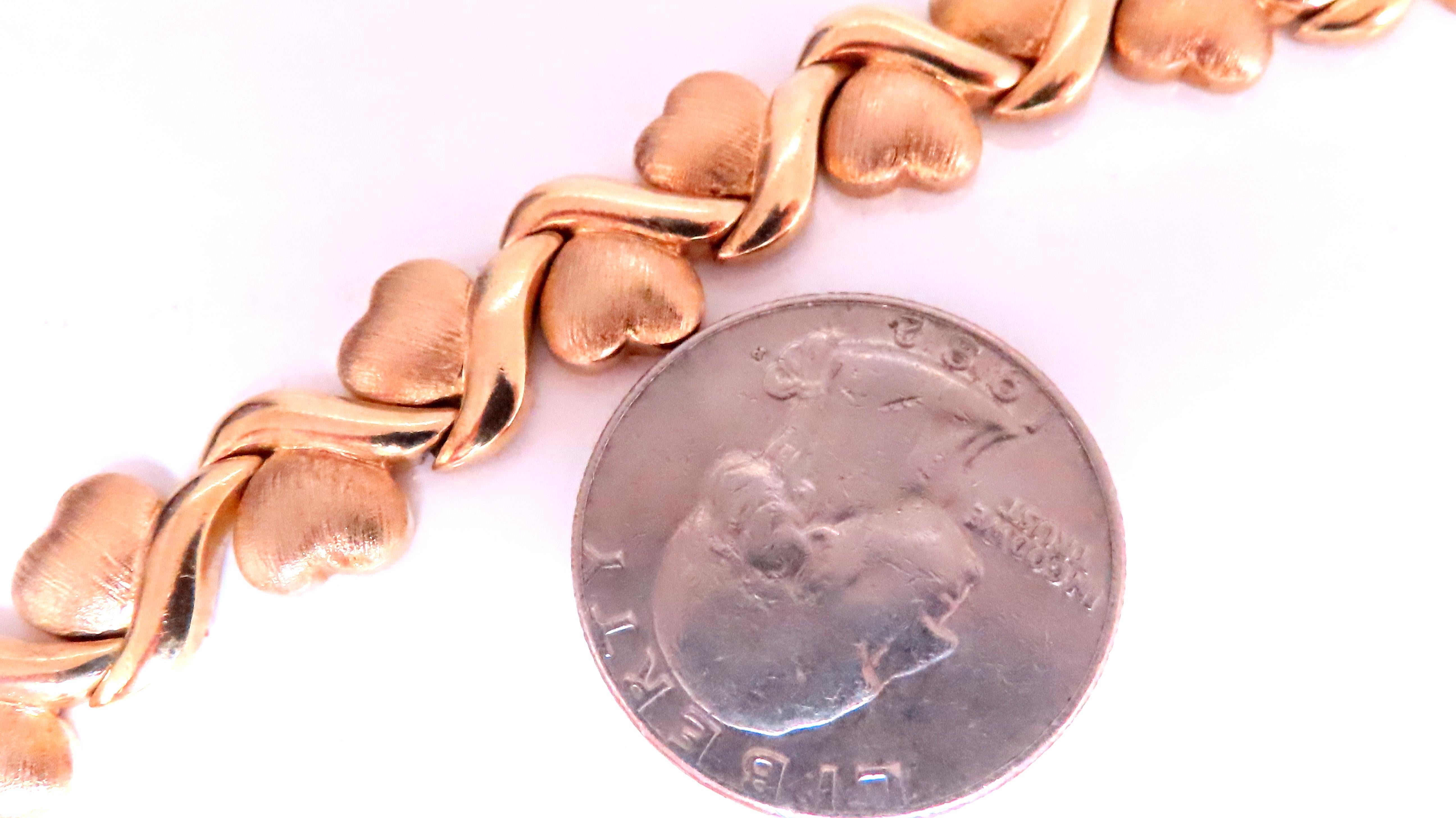 Sterling Silver Gold Plated Hearts X Bracelet 12454 In New Condition For Sale In New York, NY