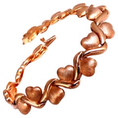 Sterling Silver Gold Plated Hearts X Bracelet 12454*