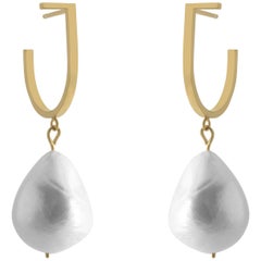 Barockperlen-Ohrringe aus Sterlingsilber mit vergoldeten Creolen