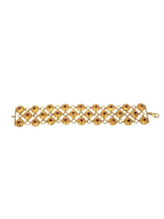 Sterling Silver Gold Plated Lattice Red Stone Link Bracelet # 20867