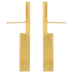 Sterling Silver Gold Plated Long Perspective Earrings
