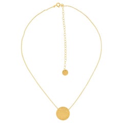 Sterling Silver Gold-Plated Minimal Brushed Disk Necklace