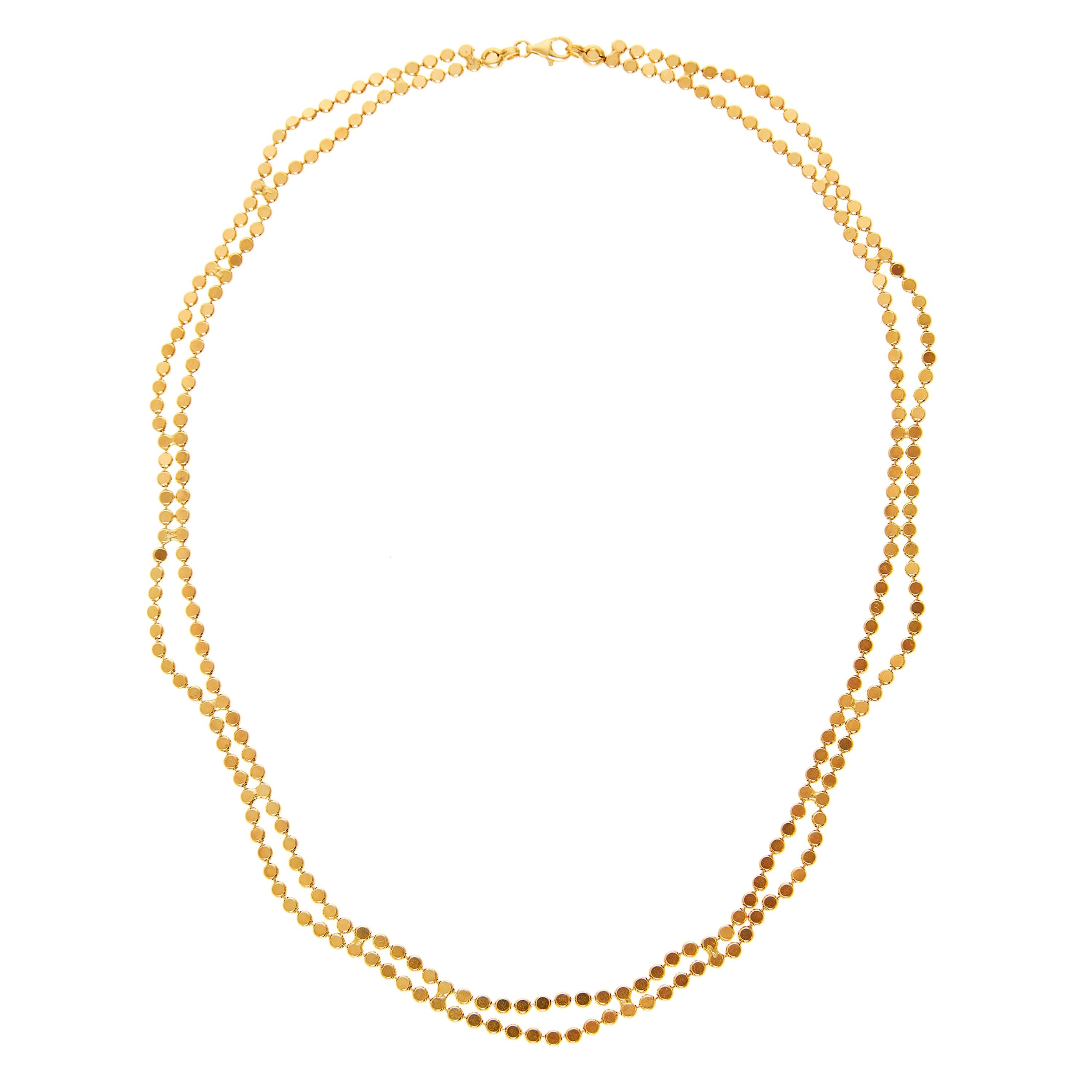 Sterling Silver Gold Plated Minimal Short Wave Round Motif Chain Greek Necklace For Sale