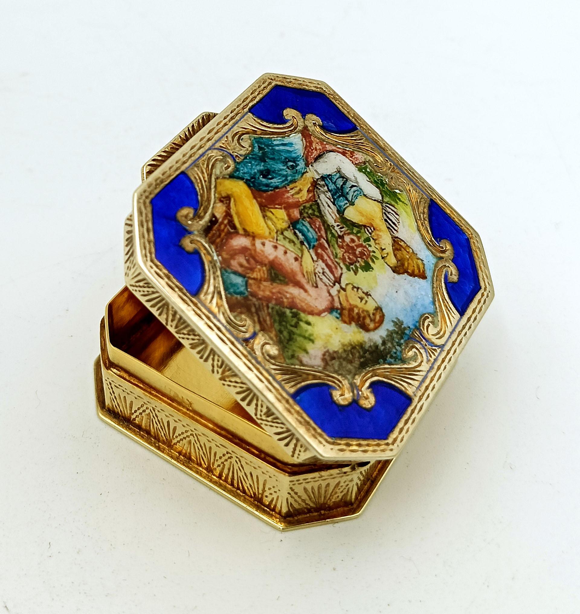 Pastillero de Plata de Ley Dorada con Miniatura de Buccioni, Estilo Luis XVI en venta 3