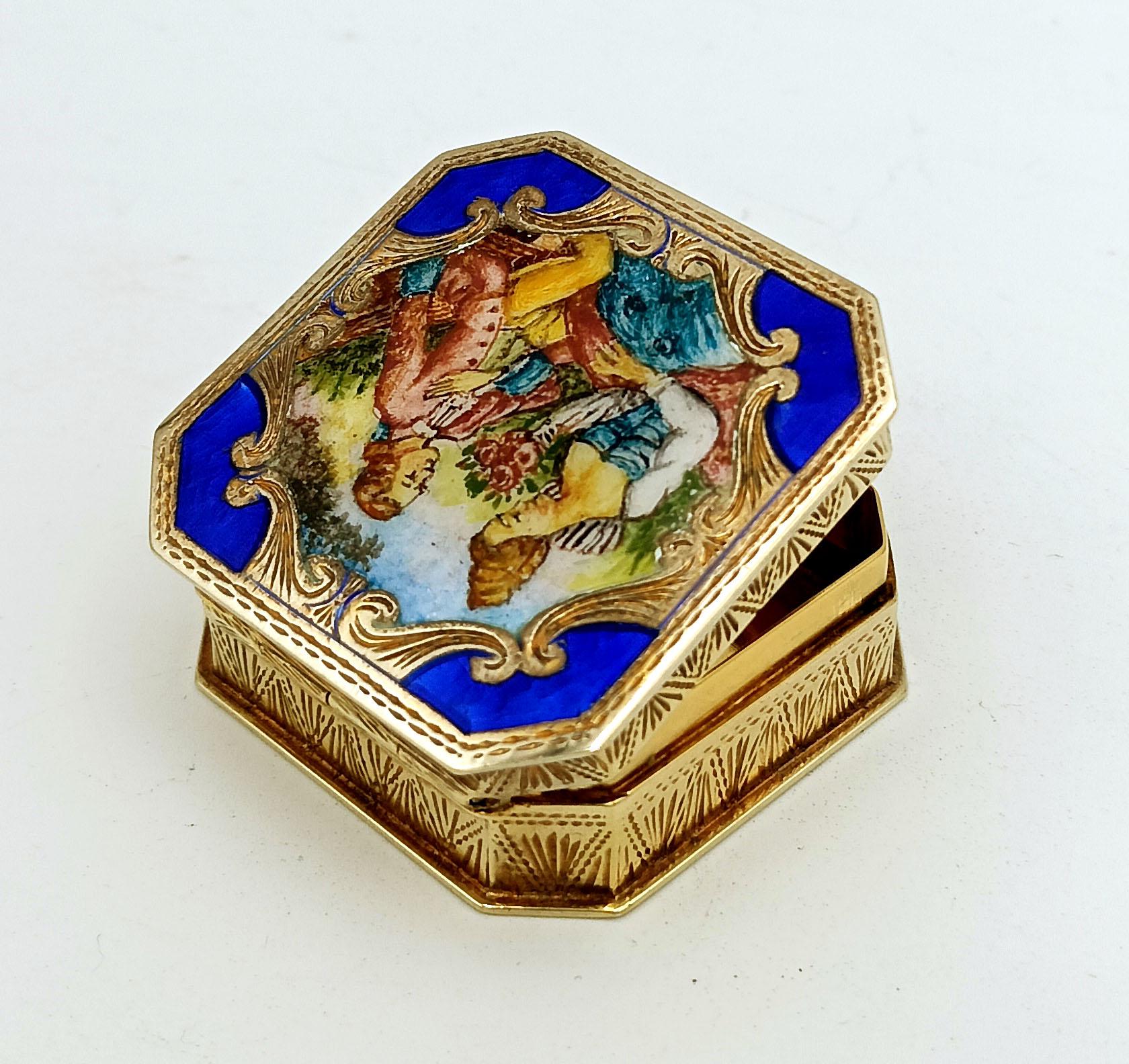 Pastillero de Plata de Ley Dorada con Miniatura de Buccioni, Estilo Luis XVI en venta 4