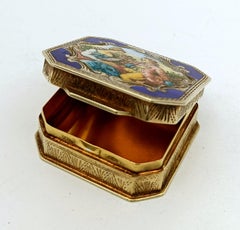 Pilulier en argent sterling plaqué or avec miniature Buccioni, style Louis XVI