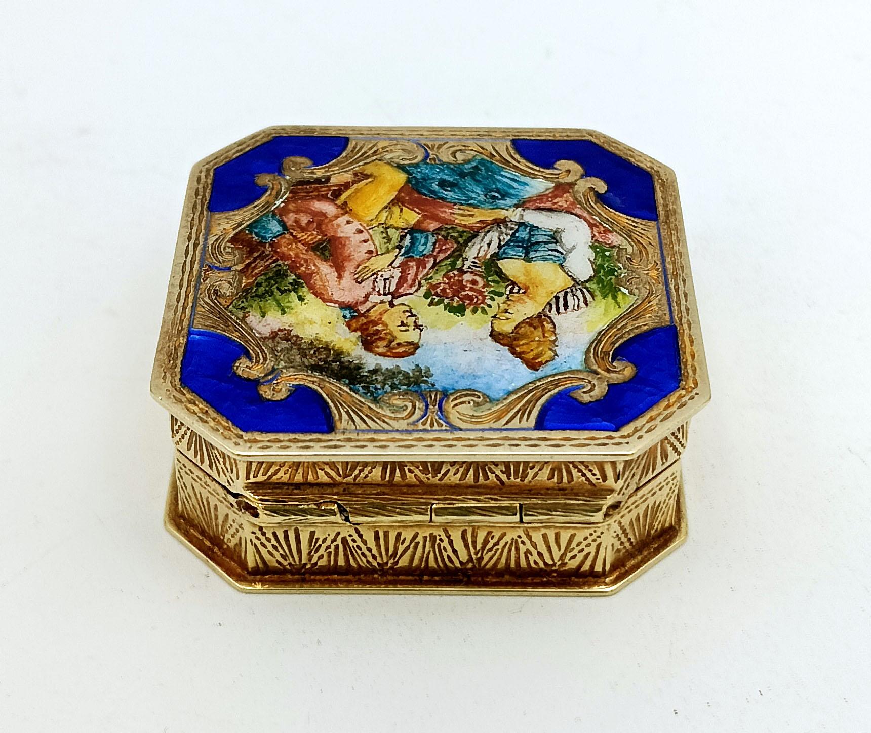 Pastillero de Plata de Ley Dorada con Miniatura de Buccioni, Estilo Luis XVI en venta 2