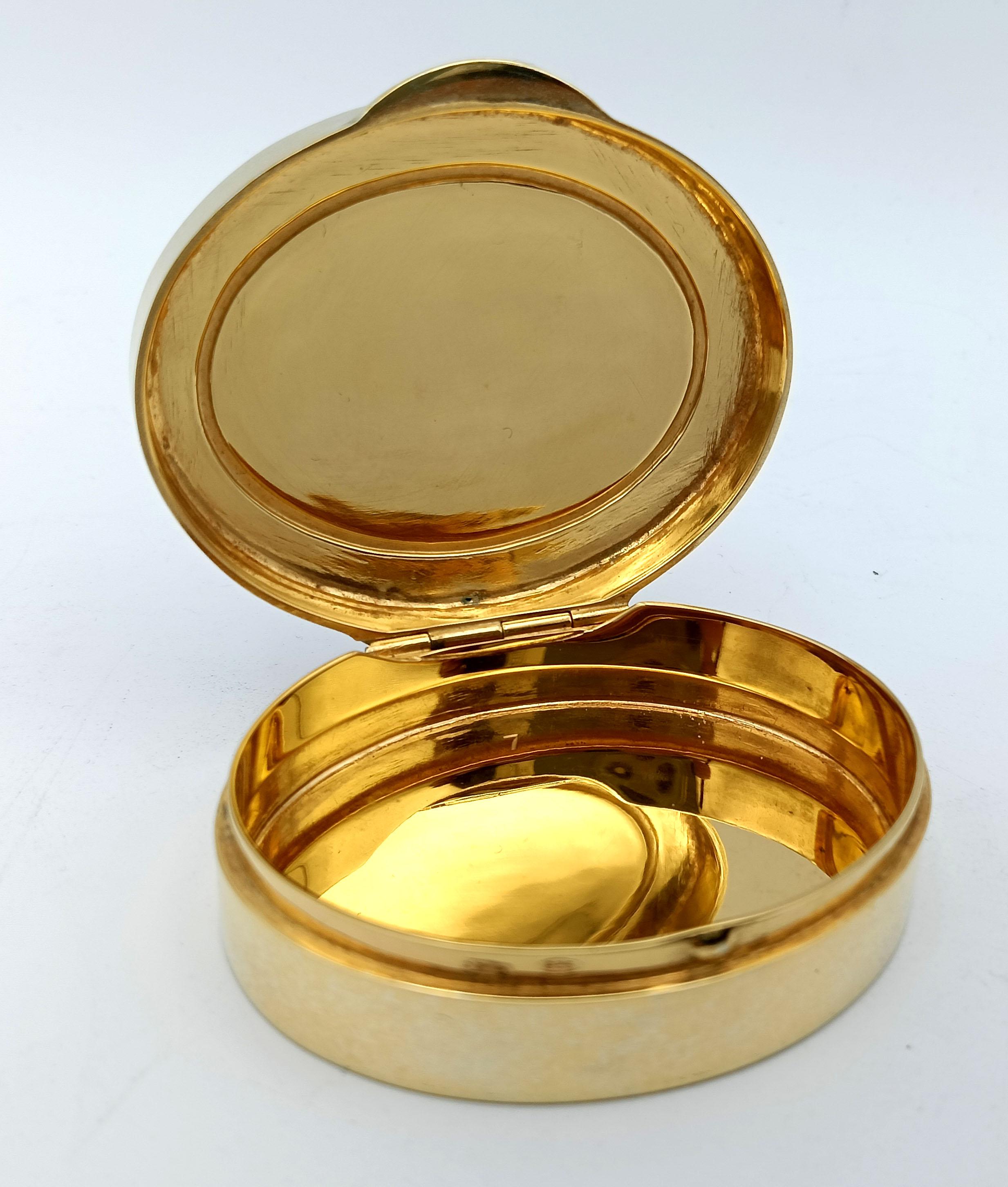 Sterling Silver Gold-Plated Pill Box with Miniature, 19th Century Salimbeni For Sale 2