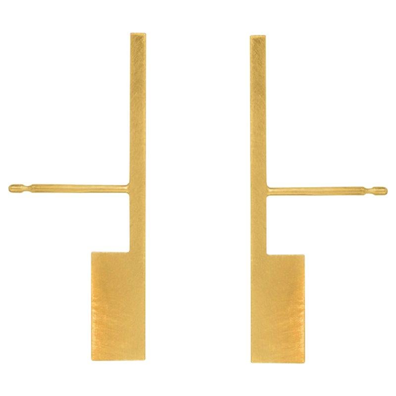 Sterling Silver Gold Plated Short Perspective Earrings