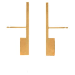 Sterling Silver Gold Plated Short Perspective Earrings