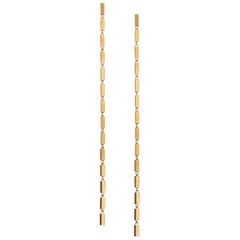  Long Earrings 18k Gold-Plated  Silver Greek Lightweight Chain Rectangular 
