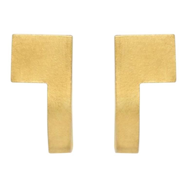 Sterling Silver Gold-Plated Square Curve Earrings