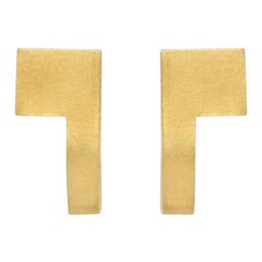 Sterling Silver Gold-Plated Square Curve Earrings