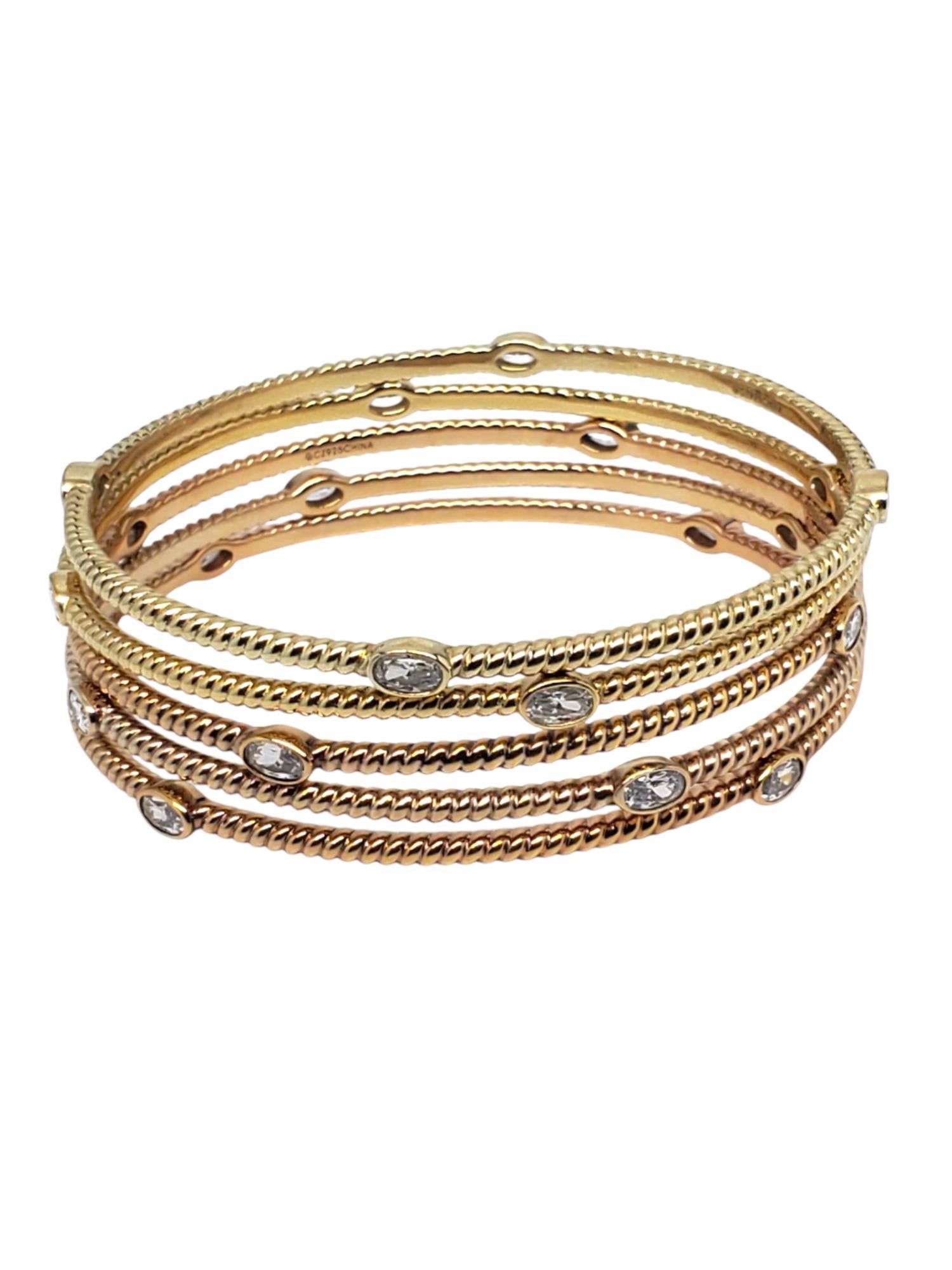 Braccialetti in argento 925 con zirconi cubici, set di 5 braccialetti #21290 In condizioni buone in vendita a Washington Depot, CT