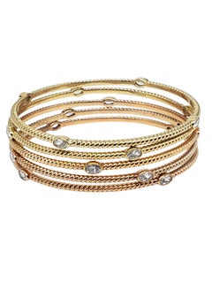 Sterling Silber Gold-Ton kubischer Zirkon Armreif Armbänder Satz von 5 #21290
