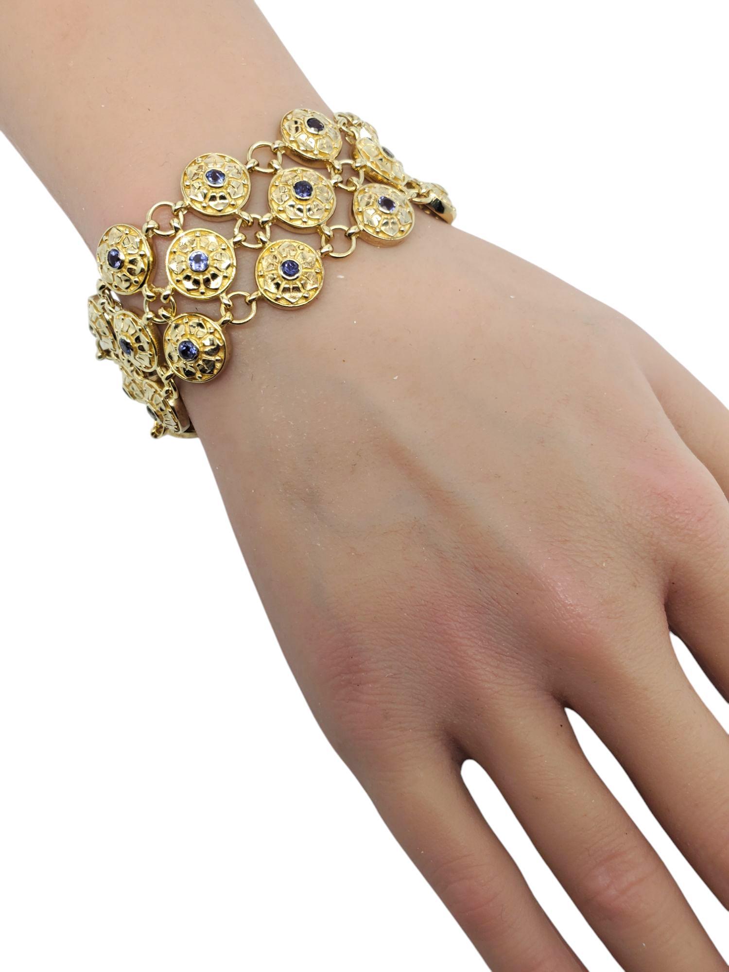Bracelet à maillons en forme de treillis en argent sterling et or de couleur bleue n° 20870 en vente 6