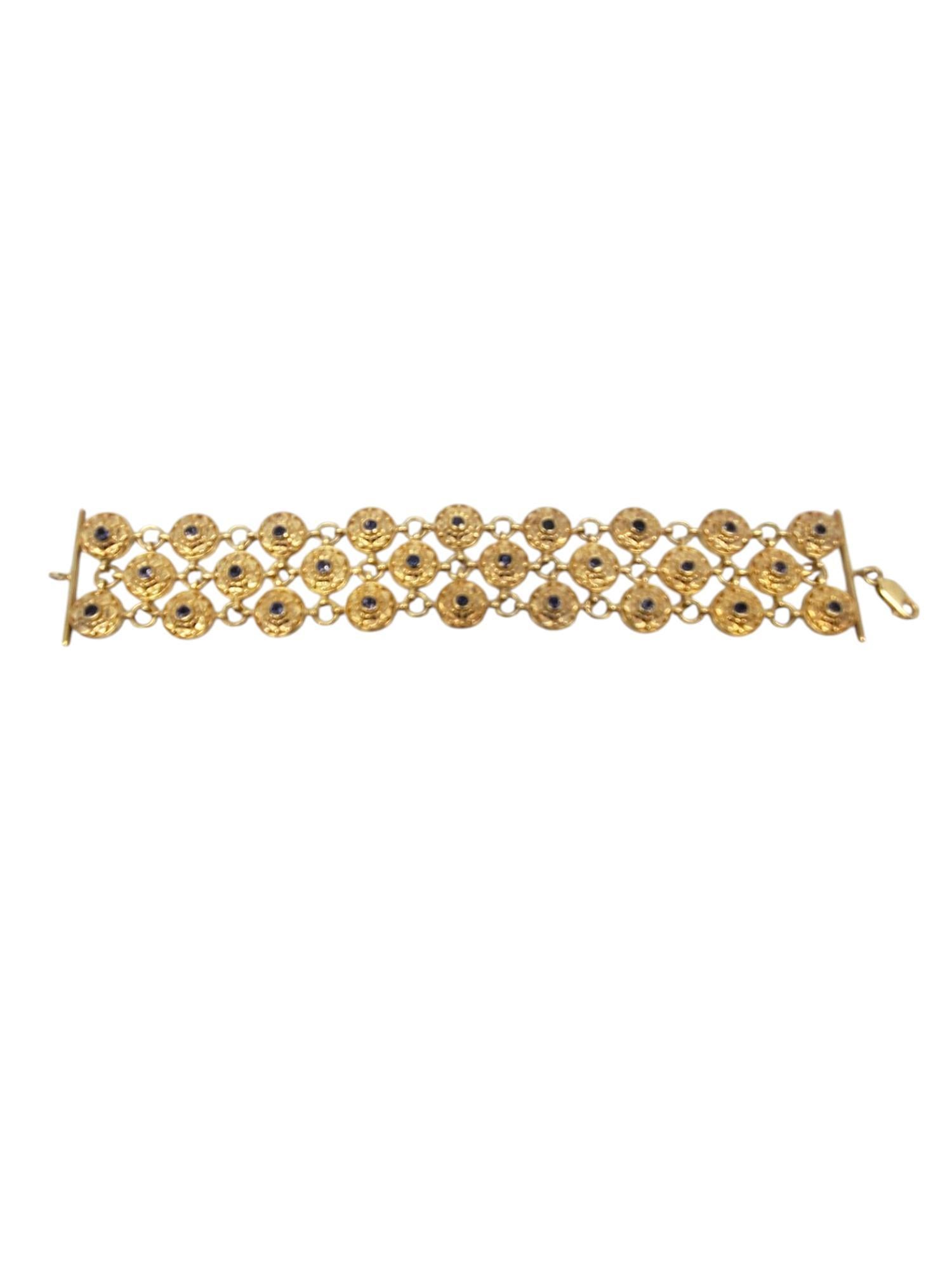 Bracelet à maillons en forme de treillis en argent sterling et or de couleur bleue n° 20870 Pour femmes en vente