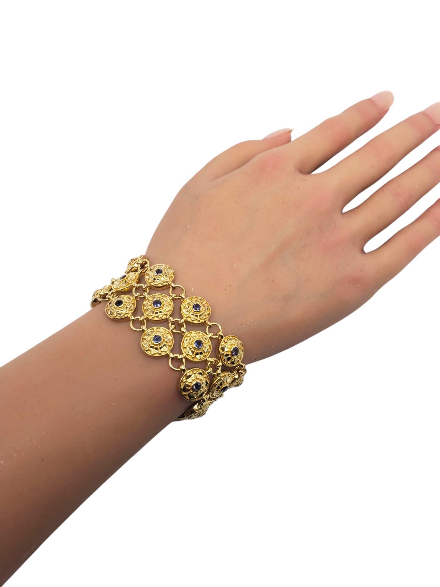 Bracelet à maillons en forme de treillis en argent sterling et or de couleur bleue n° 20870 en vente 5