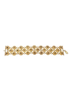 Sterling Silver Gold Tone Lattice Blue Stone Link Bracelet # 20870