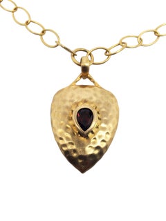 Sterling Silver Gold-Tone Red Teardrop Heart Pendant #21289