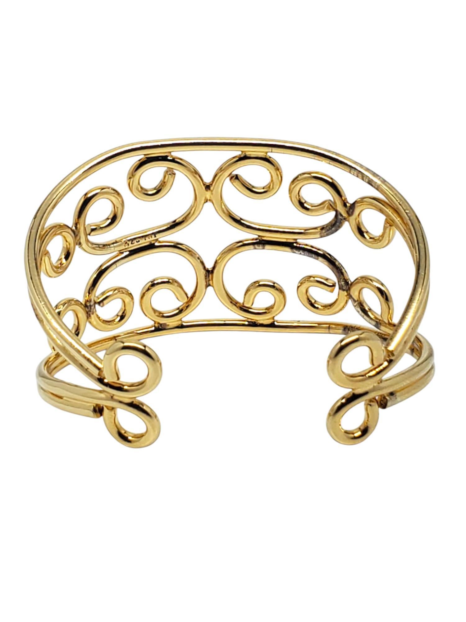 Sterling Silber Gold-Ton Scroll Manschette Armband #21530 im Zustand „Gut“ im Angebot in Washington Depot, CT
