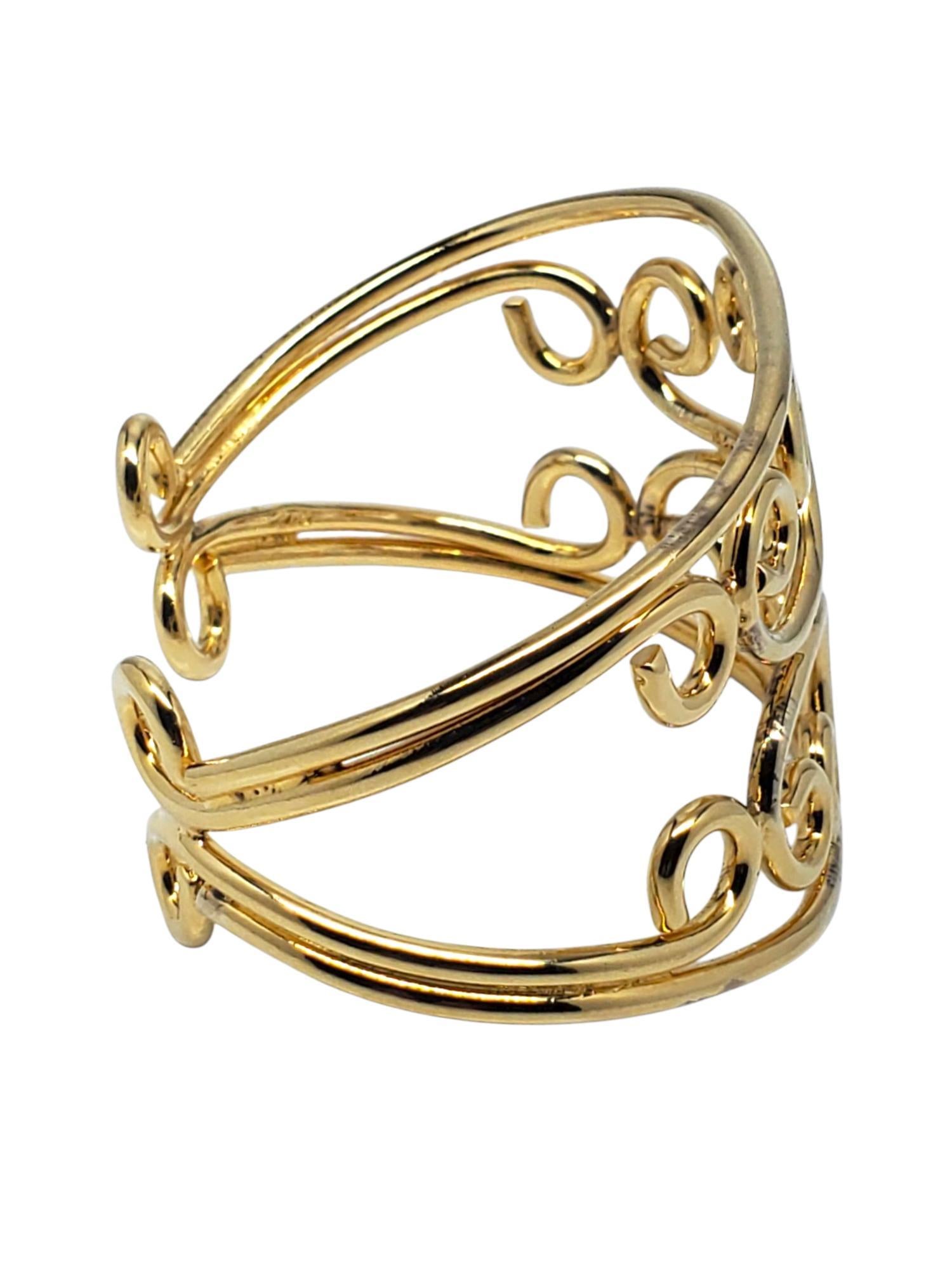 Sterling Silber Gold-Ton Scroll Manschette Armband #21530 Damen im Angebot
