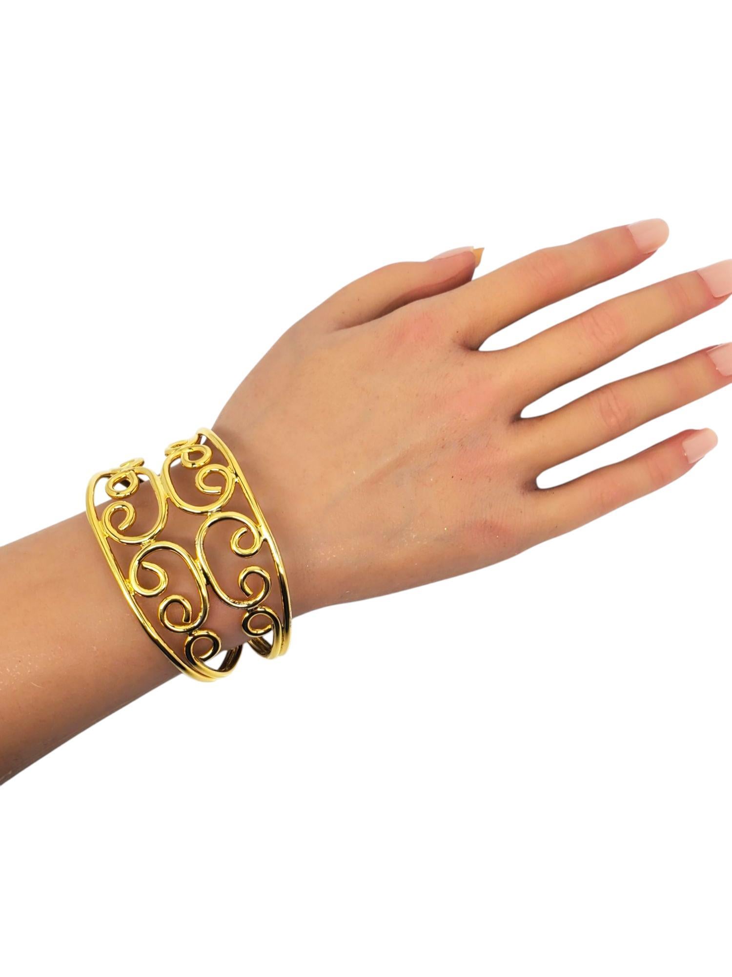 Sterling Silber Gold-Ton Scroll Manschette Armband #21530 im Angebot 2