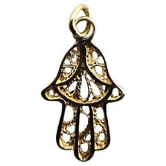 Sterling Silver Gold Toned Hamsa Charm #23679
