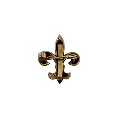 Sterling Silver Gold Vermeil Blue Enamel Fleur-de-Lis Pin/Pocketwatch Clip