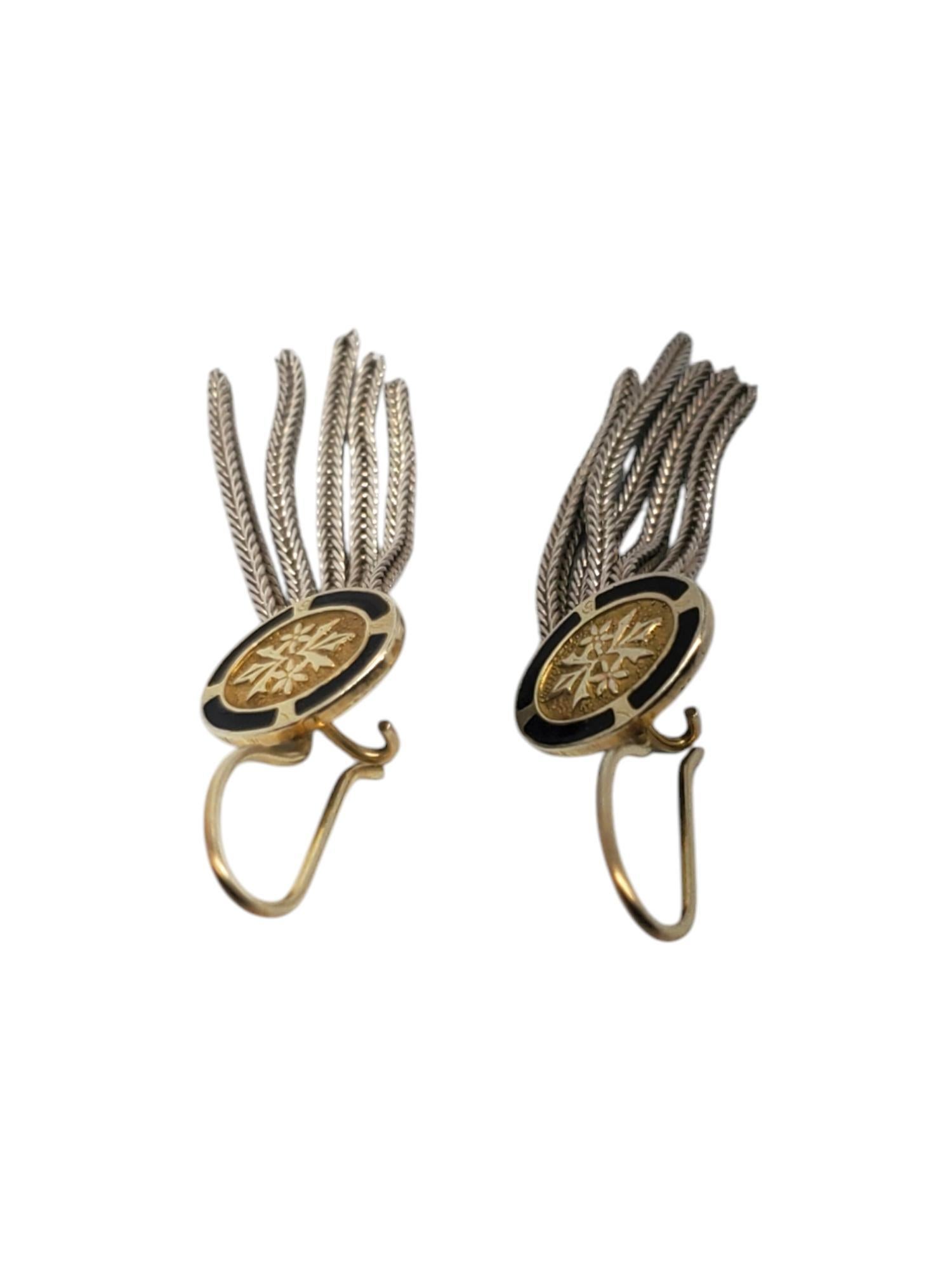 Sterling Silver & Gold Vermeil Multi Strand Foxtail Earrings #20655 In Good Condition For Sale In Washington Depot, CT