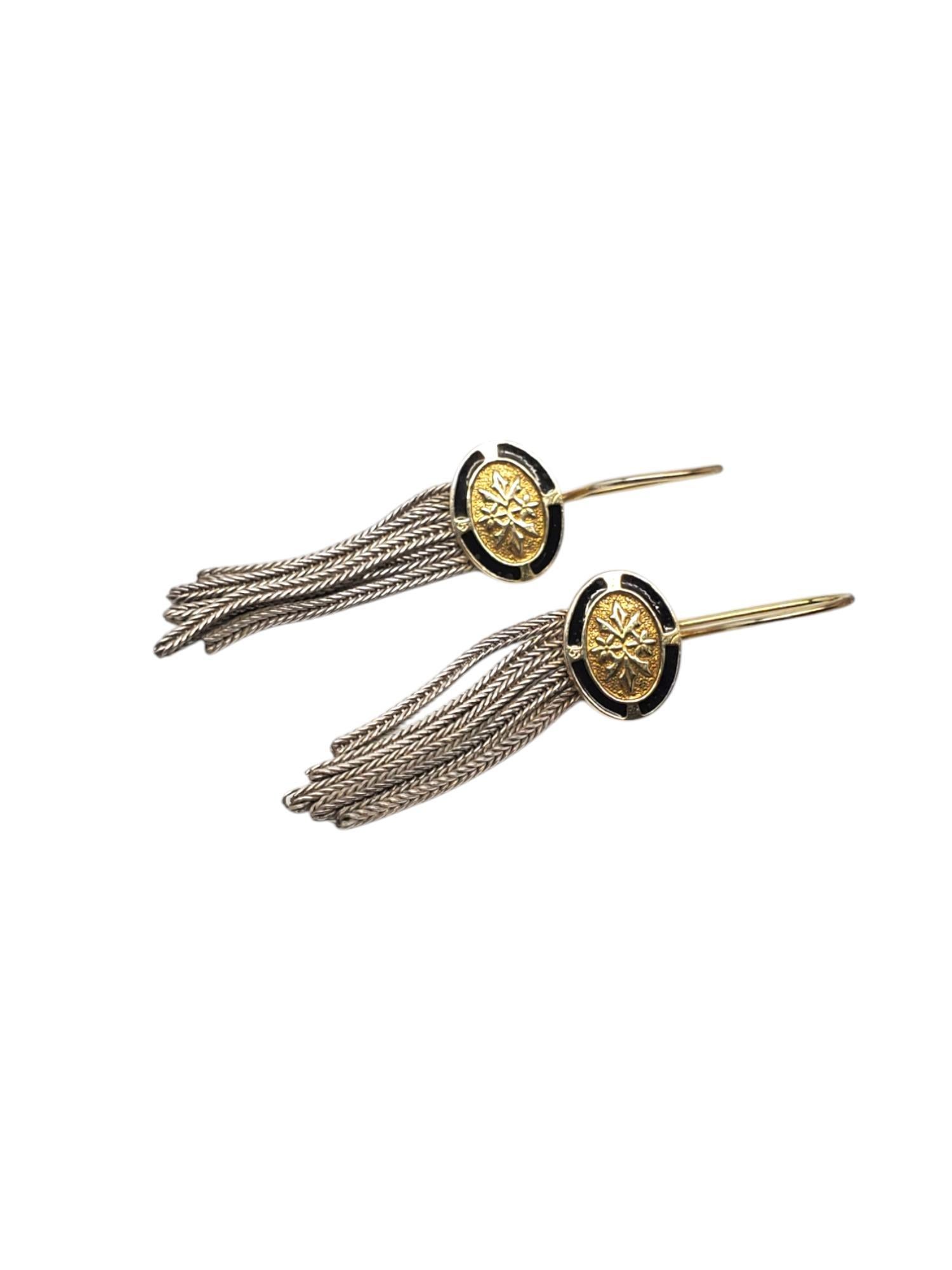 Sterling Silver & Gold Vermeil Multi Strand Foxtail Earrings #20655 For Sale 2