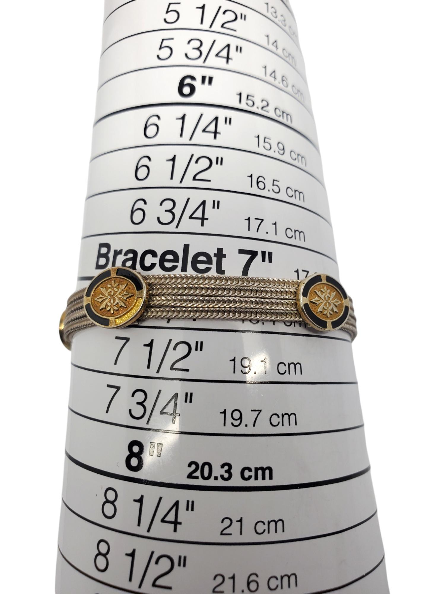 Sterling Silver & Gold Vermeil Multi Strand Foxtail Station Bracelet #20653 For Sale 6