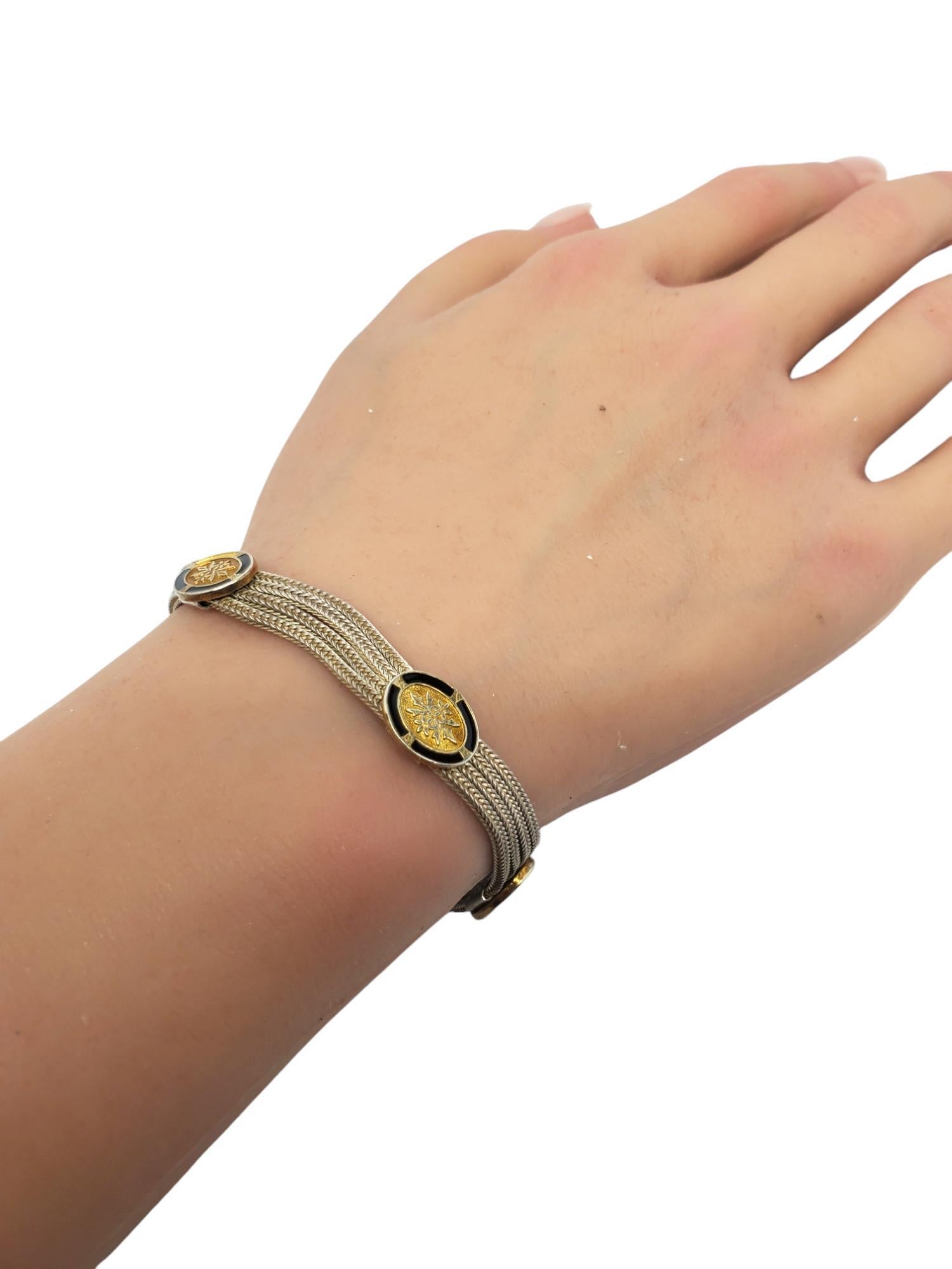 Sterling Silver & Gold Vermeil Multi Strand Foxtail Station Bracelet #20653 For Sale 7