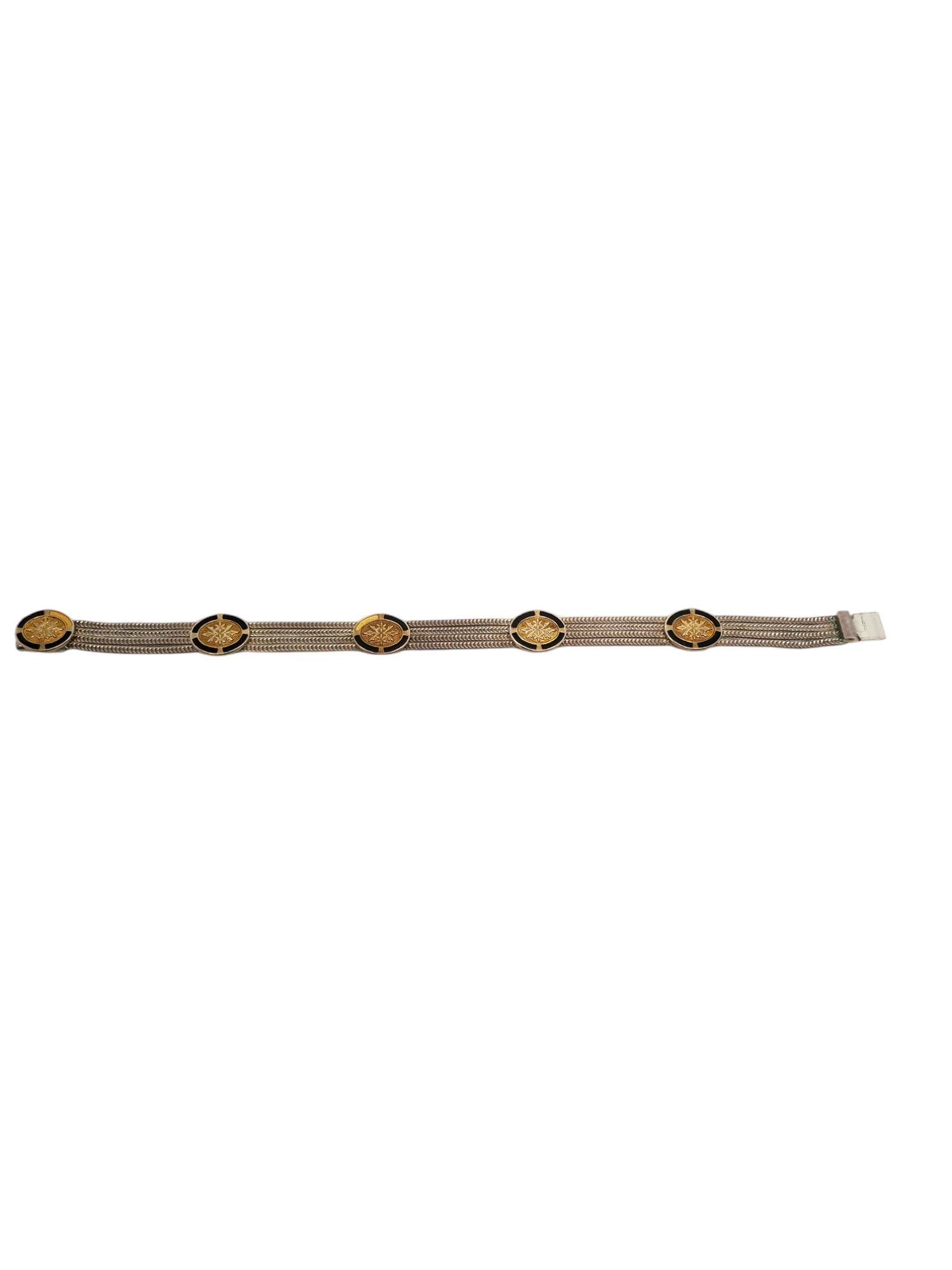 Sterling Silver & Gold Vermeil Multi Strand Foxtail Station Bracelet #20653 In Good Condition For Sale In Washington Depot, CT
