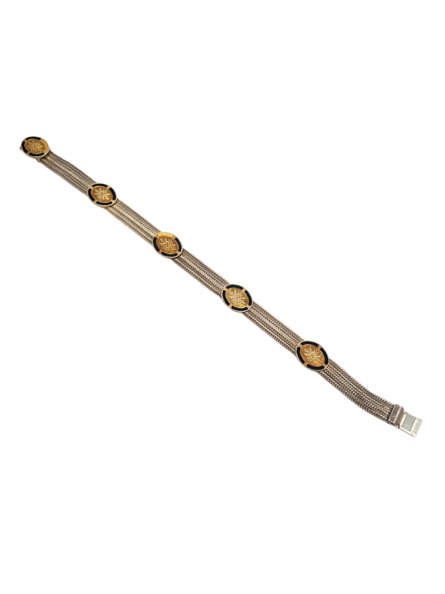 Women's Sterling Silver & Gold Vermeil Multi Strand Foxtail Station Bracelet #20653 For Sale